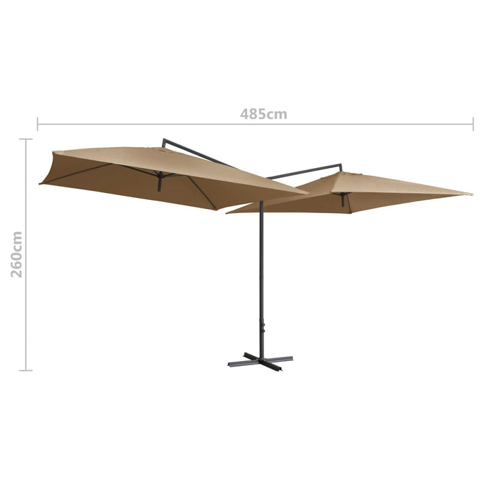 Umbrelă de soare dublă, stâlp din oțel, gri taupe, 250x250 cm - WALTI WALTI