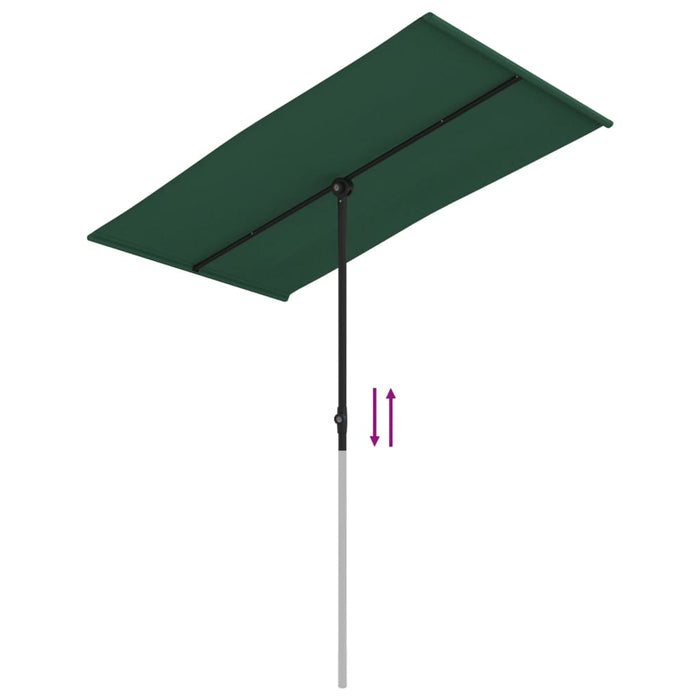 Umbrelă de soare de exterior, stâlp aluminiu, verde, 180x110 cm - WALTI WALTI