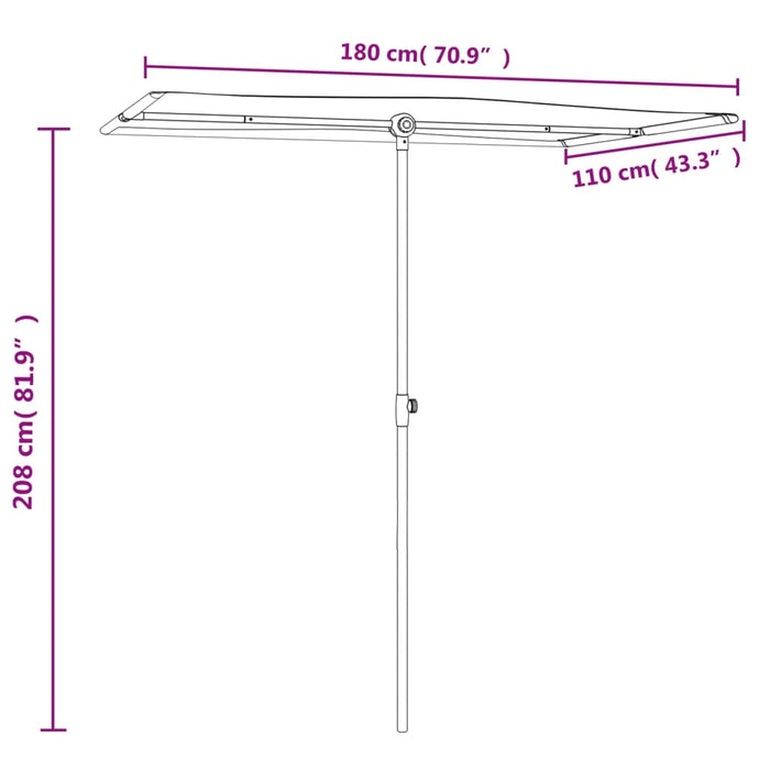 Umbrelă de soare de exterior stâlp aluminiu roșu bordo - WALTI WALTI