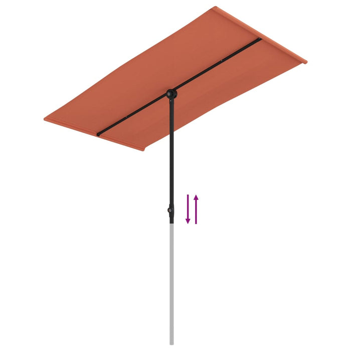 Umbrelă de soare exterior cu stâlp aluminiu cărămiziu 180x110cm - WALTI WALTI