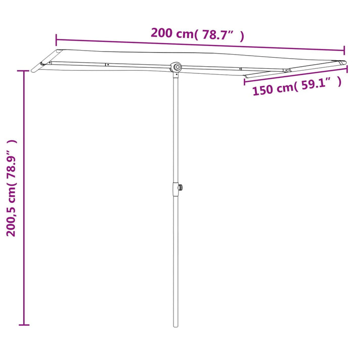 Umbrelă de soare de exterior, stâlp aluminiu, verde, 2 x 1,5 cm - WALTI WALTI