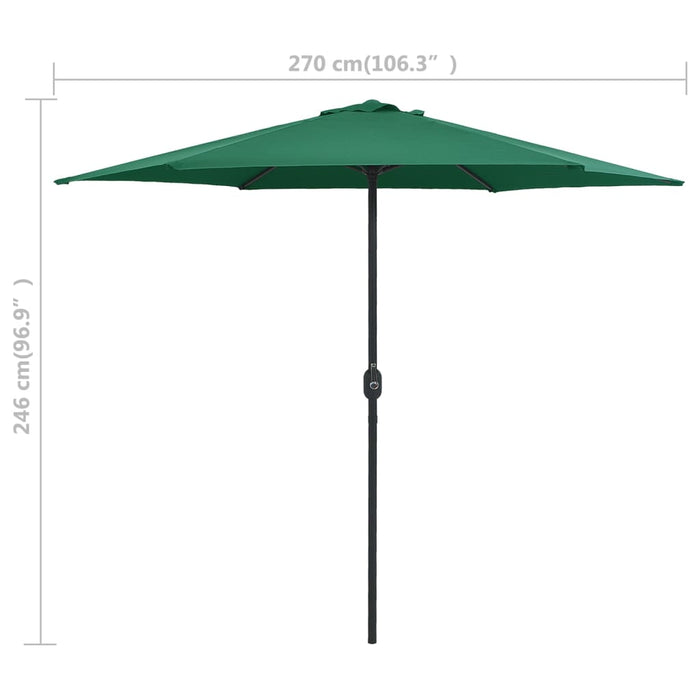 Umbrelă de soare cu stâlp aluminiu, verde, 270 x 246 cm - WALTI WALTI