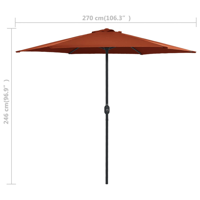 Umbrelă de soare cu stâlp aluminiu, cărămiziu, 270 x 246 cm - WALTI WALTI