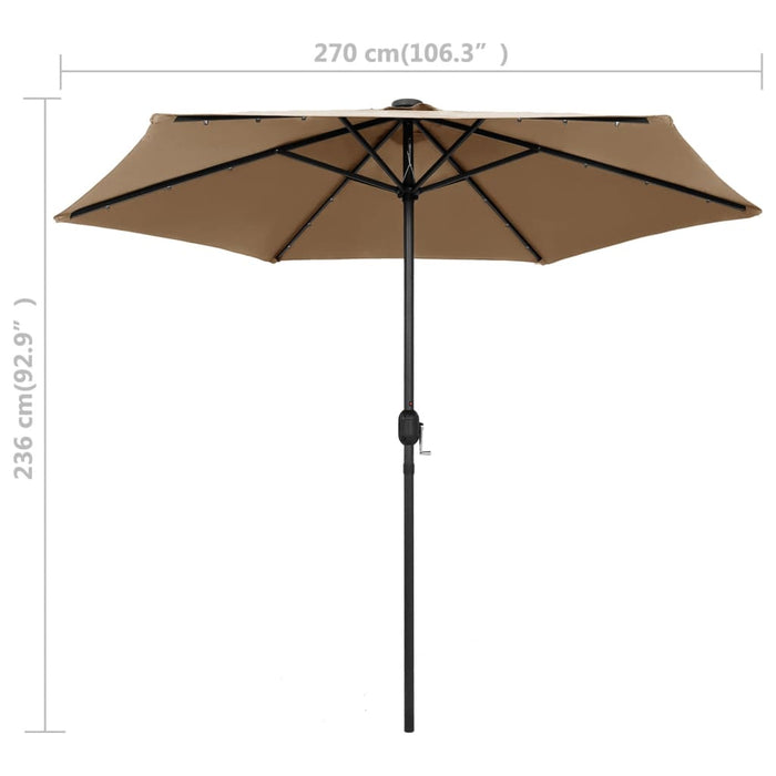 Umbrelă de soare cu LED și stâlp aluminiu, gri taupe, 270 cm - WALTI WALTI