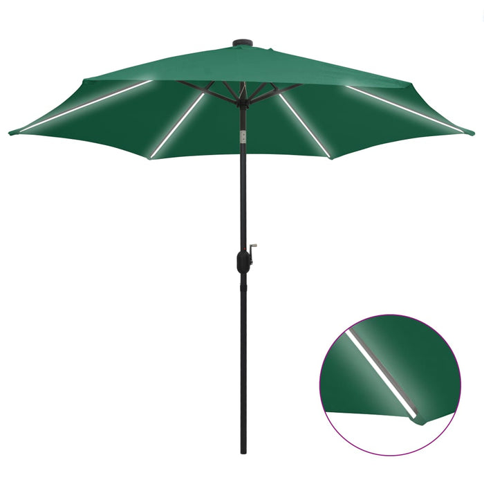 Umbrelă de soare, LED-uri și stâlp aluminiu, verde, 300 cm - WALTI WALTI