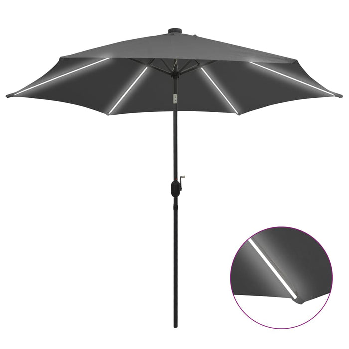 Umbrelă de soare cu LED și stâlp aluminiu, antracit, 300 cm - WALTI WALTI