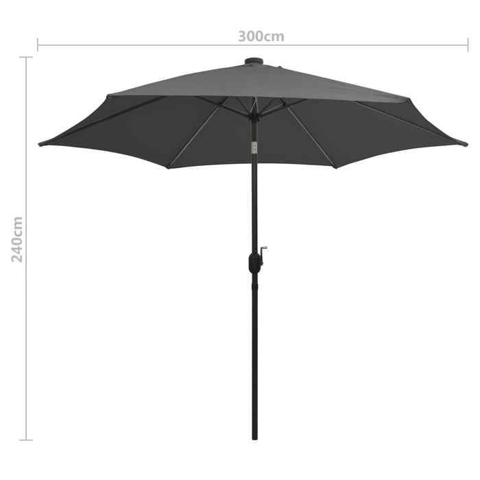 Umbrelă de soare cu LED și stâlp aluminiu, antracit, 300 cm - WALTI WALTI