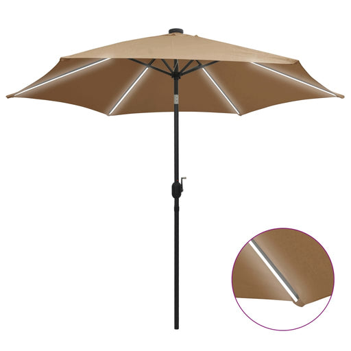 Umbrelă de soare, LED-uri și stâlp aluminiu, gri taupe, 300 cm - WALTI WALTI