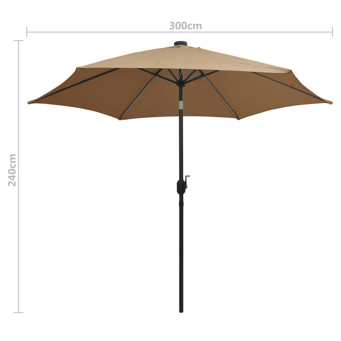 Umbrelă de soare, LED-uri și stâlp aluminiu, gri taupe, 300 cm - WALTI WALTI