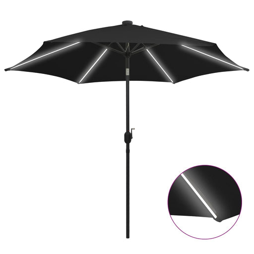 Umbrelă de soare, LED-uri și stâlp aluminiu, negru, 300 cm - WALTI WALTI