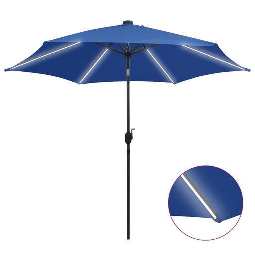 Umbrelă de soare, LED-uri și stâlp aluminiu, azur, 300 cm - WALTI WALTI