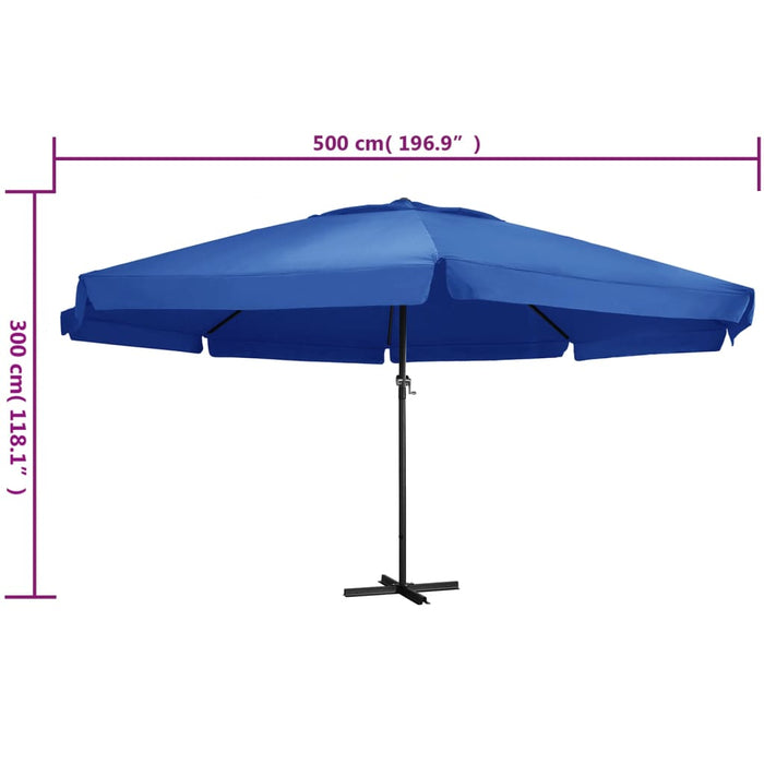 Umbrelă de soare cu stâlp aluminiu, albastru azur, 500 cm - WALTI WALTI