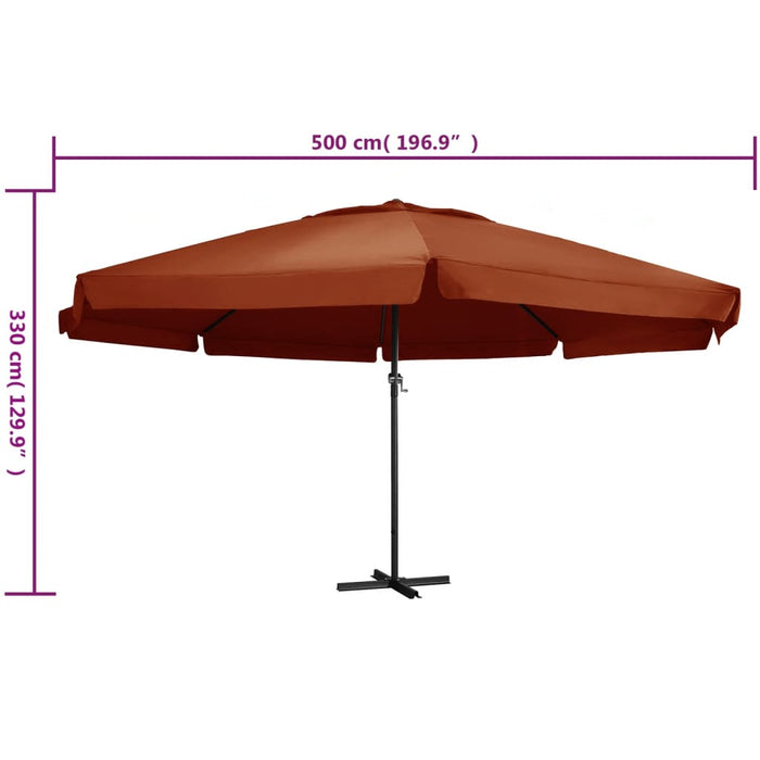 Umbrelă de soare exterior cu stâlp aluminiu, cărămiziu, 600 cm - WALTI WALTI