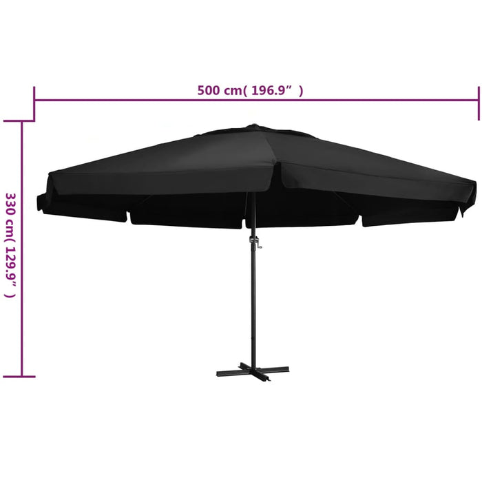 Umbrelă de soare exterior cu stâlp aluminiu, negru, 600 cm - WALTI WALTI