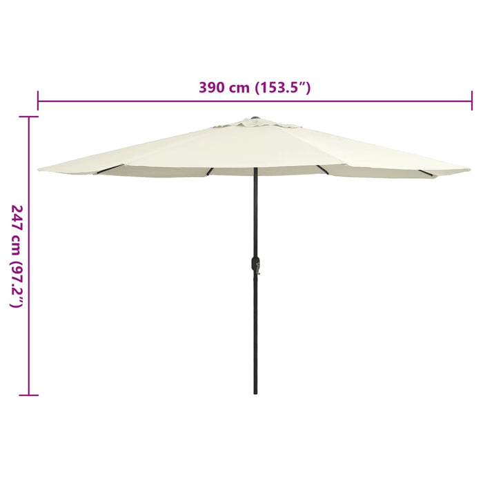 Umbrelă de soare de exterior, stâlp metalic, alb nisipiu 390 cm - WALTI WALTI