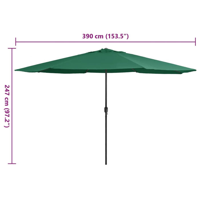 Umbrelă de soare de exterior, stâlp metalic, verde, 390 cm - WALTI WALTI