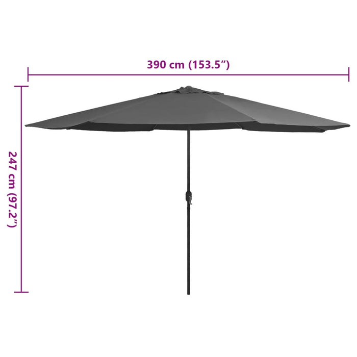 Umbrelă de soare de exterior, stâlp metalic, antracit, 390 cm - WALTI WALTI