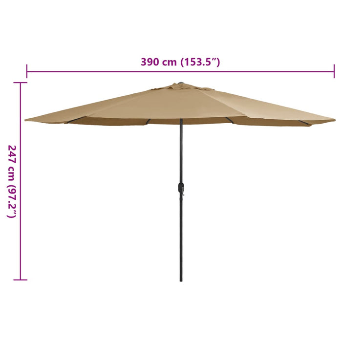 Umbrelă de soare de exterior, stâlp metalic, gri taupe, 390 cm - WALTI WALTI
