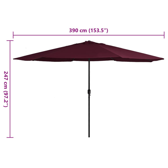 Umbrelă de soare de exterior, stâlp metalic, roșu bordo, 390 cm - WALTI WALTI