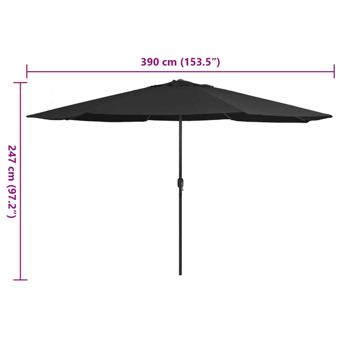 Umbrelă de soare de exterior, stâlp metalic, negru, 390 cm - WALTI WALTI