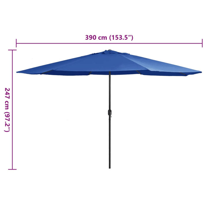 Umbrelă de soare de grădină, stâlp metalic, azuriu, 390 cm WALTI
