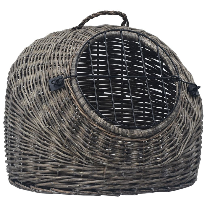 Coș de transport pisici, gri, 50x42x40 cm, răchită naturală - WALTI WALTI
