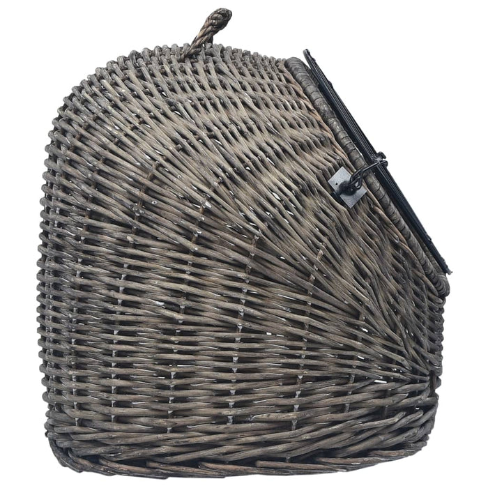 Coș de transport pisici, gri, 50x42x40 cm, răchită naturală - WALTI WALTI