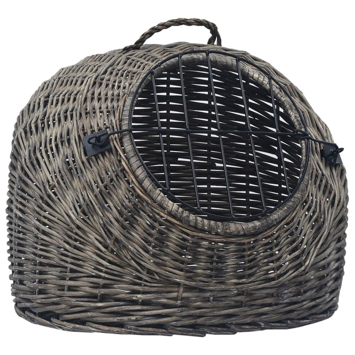Coș transport pentru pisici, gri, 60x45x45 cm, răchită naturală - WALTI WALTI