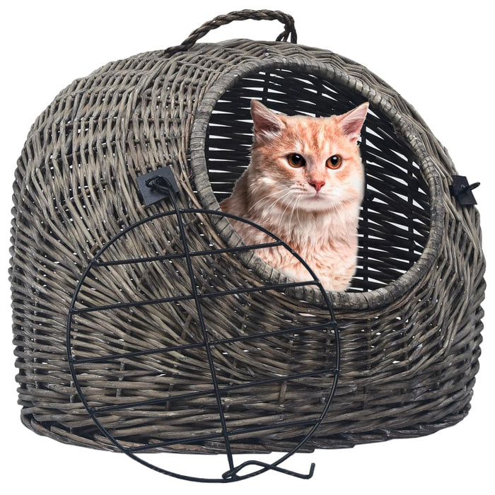 Coș transport pentru pisici, gri, 60x45x45 cm, răchită naturală - WALTI WALTI