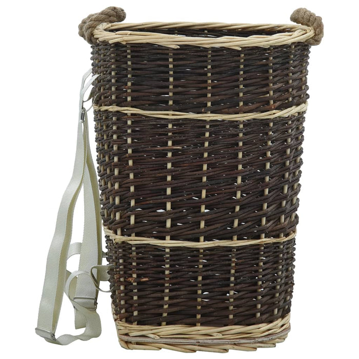 Coș lemne foc curele de transport, natural 44,5x37x50 cm salcie - WALTI WALTI