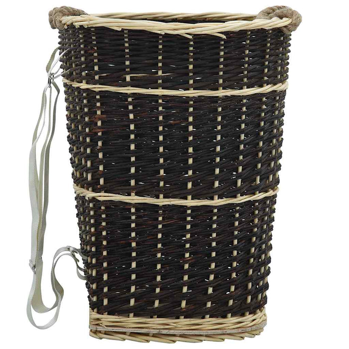 Coș lemne foc cu curele de transport natural 50x44x58 cm salcie - WALTI WALTI