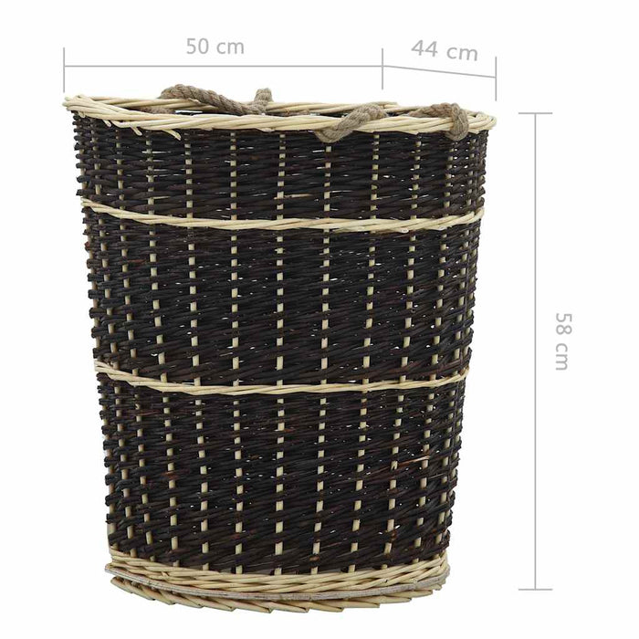 Coș lemne foc cu curele de transport natural 50x44x58 cm salcie - WALTI WALTI