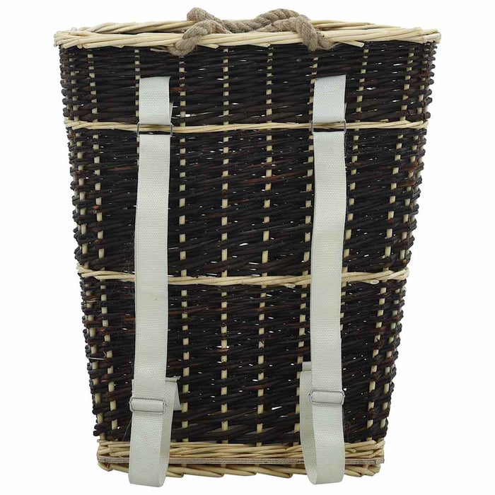 Coș lemne foc cu curele de transport natural 50x44x58 cm salcie - WALTI WALTI