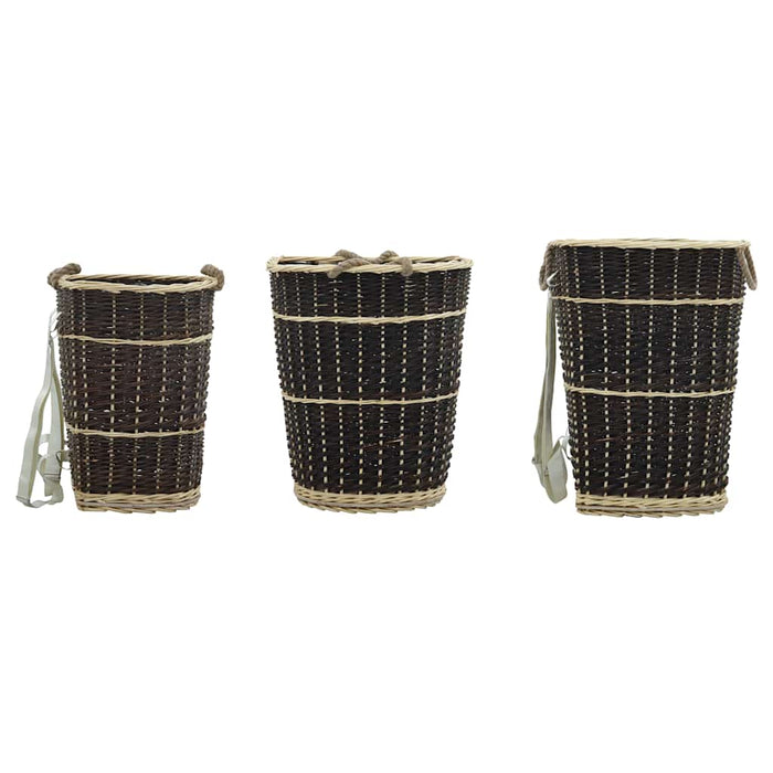 Coș lemne foc cu curele de transport natural 50x44x58 cm salcie - WALTI WALTI