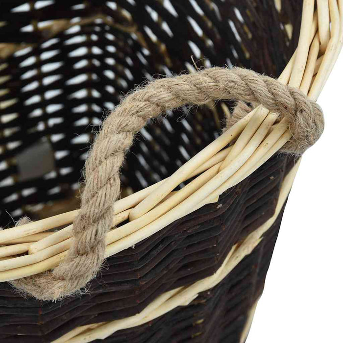 Coș lemne foc cu curele de transport natural 50x44x58 cm salcie - WALTI WALTI
