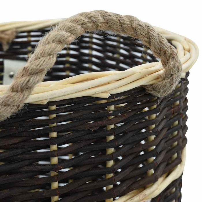 Coș lemne foc cu curele de transport natural 50x44x58 cm salcie - WALTI WALTI