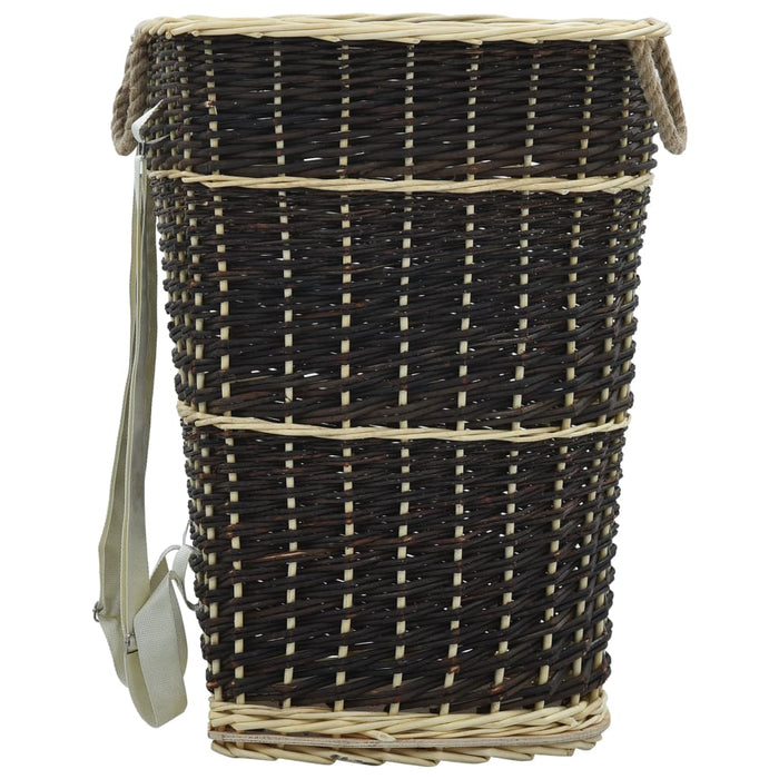 Coș lemne foc cu curele de transport natural 57x51x69 cm salcie - WALTI WALTI