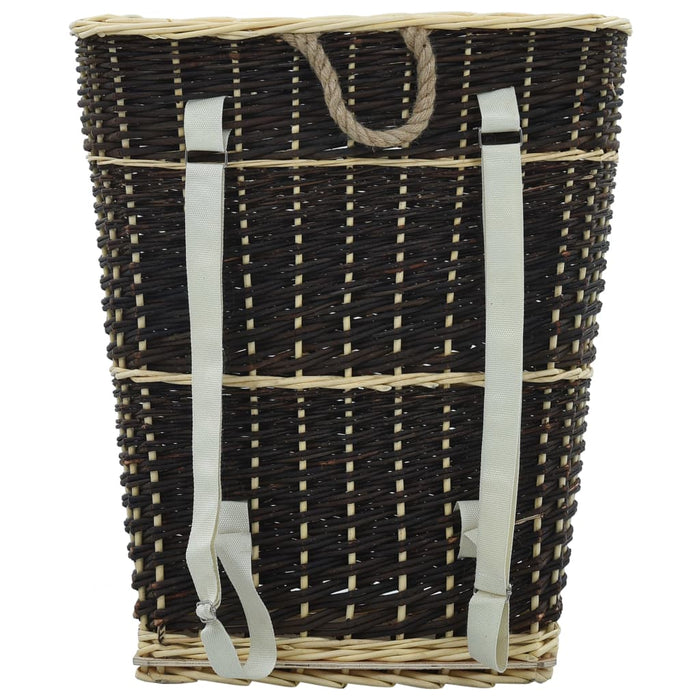Coș lemne foc cu curele de transport natural 57x51x69 cm salcie - WALTI WALTI