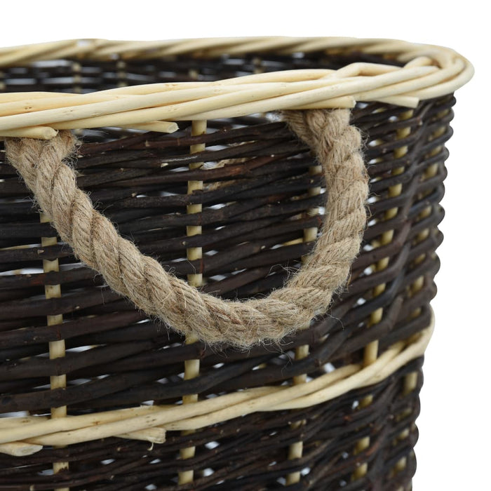 Coș lemne foc cu curele de transport natural 57x51x69 cm salcie - WALTI WALTI