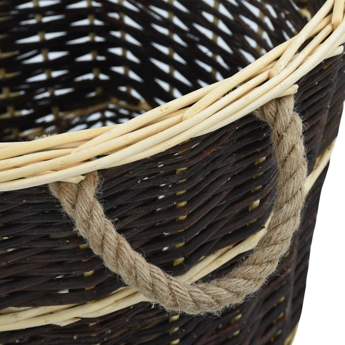 Coș lemne foc cu curele de transport natural 57x51x69 cm salcie - WALTI WALTI