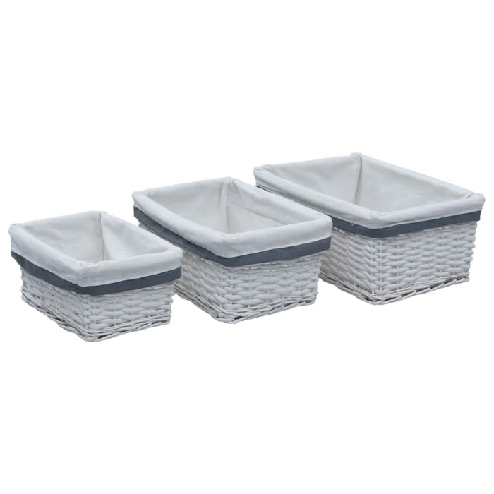 Set de coșuri suprapuse, 3 piese, alb, salcie - WALTI WALTI