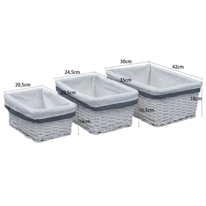 Set de coșuri suprapuse, 3 piese, alb, salcie - WALTI WALTI