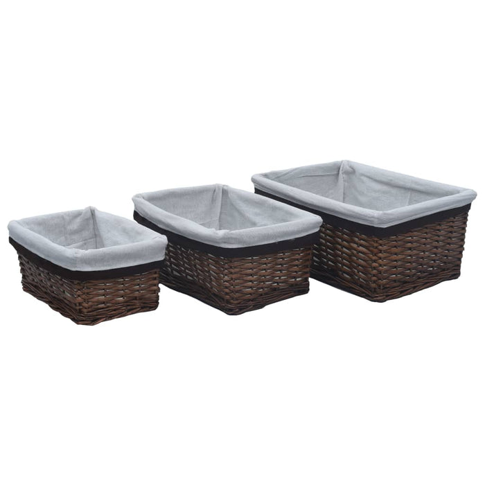 Set de coșuri suprapuse, 3 piese, maro, salcie WALTI