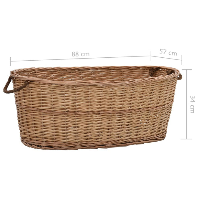 Coș lemne foc cu mânere de transport natural 88x57x34 cm salcie - WALTI WALTI