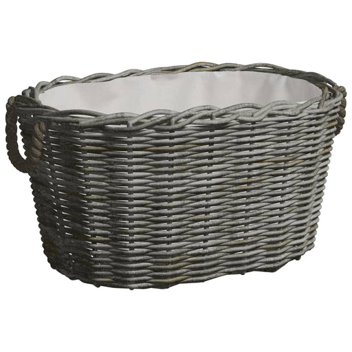 Coș pentru lemne de foc cu mânere, gri, 59x42x28 cm, salcie - WALTI WALTI