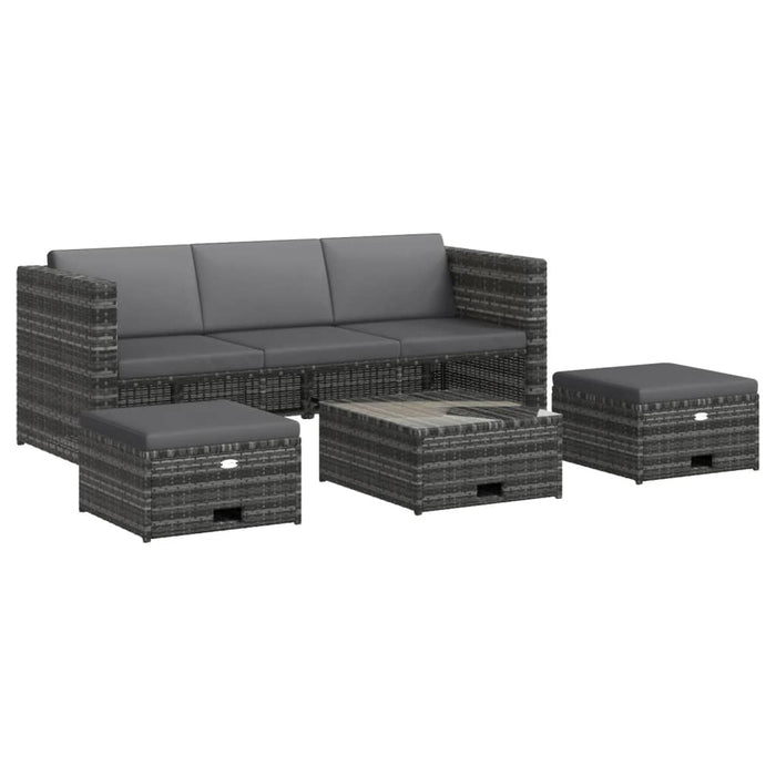 Set mobilier de grădină cu perne, 4 piese, poliratan, gri - WALTI WALTI
