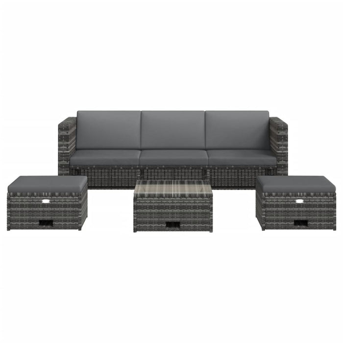Set mobilier de grădină cu perne, 4 piese, poliratan, gri - WALTI WALTI
