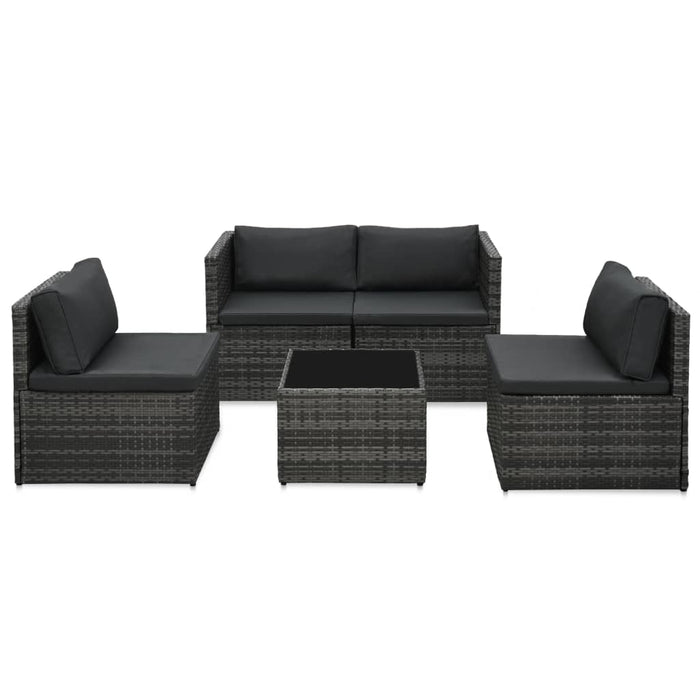 Set mobilier de grădină cu perne, 5 piese, gri, poliratan - WALTI WALTI