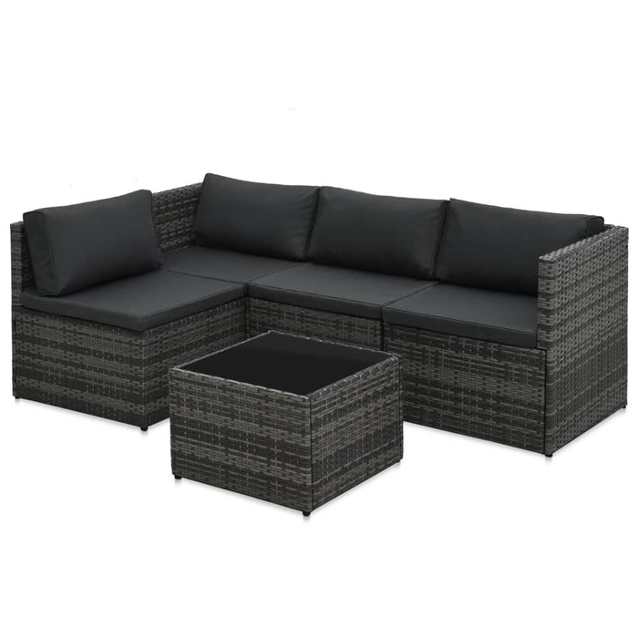 Set mobilier de grădină cu perne, 5 piese, gri, poliratan - WALTI WALTI