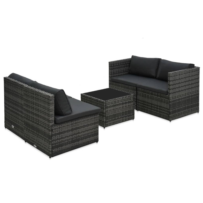 Set mobilier de grădină cu perne, 5 piese, gri, poliratan - WALTI WALTI